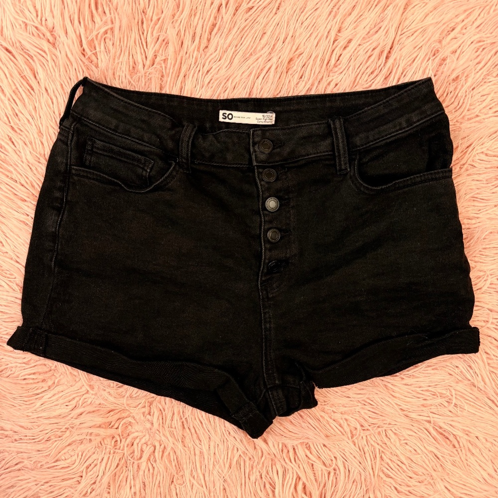 Black High-Waisted Jean Shorts - SOLD